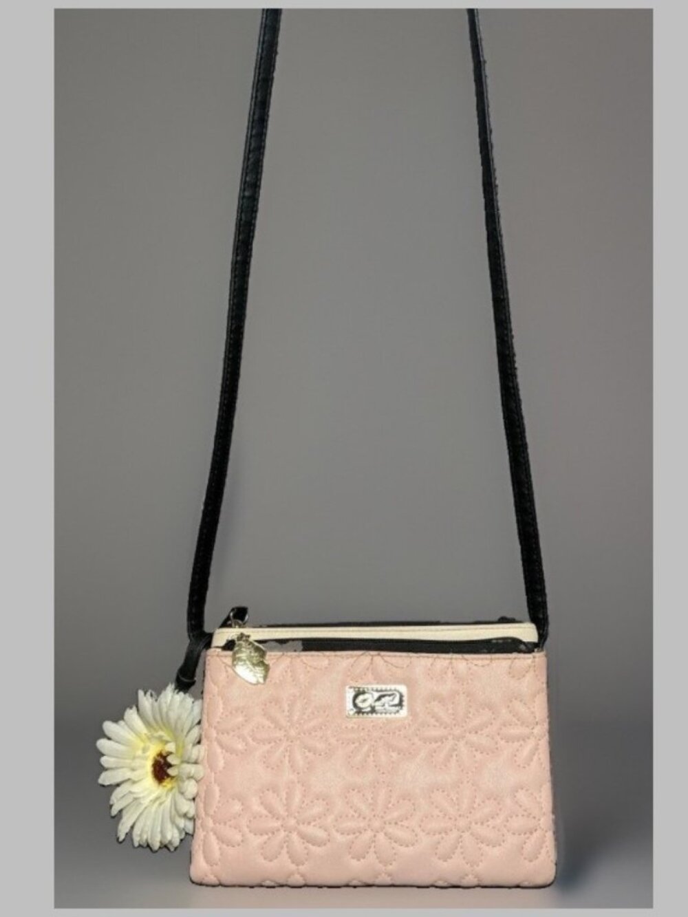 LUV BETSEY BETSEY JOHNSON PINK QUILTED FLORAL CROSSBODY SHOULDER BAG PURSE ZIP